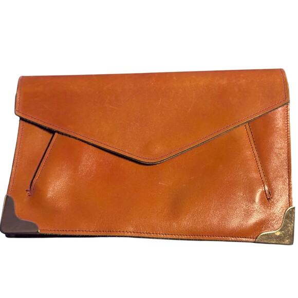 Vintage 70's Don Quiote Leather Envelope clutch with convertible wristlet